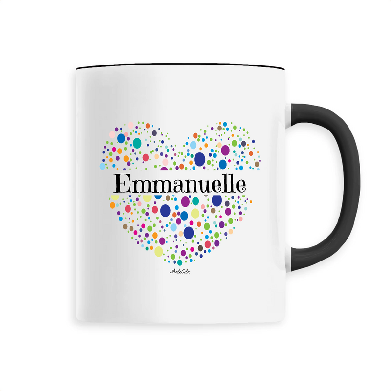 Cadeau anniversaire : Mug - Emmanuelle (Coeur) - 6 Coloris - Cadeau Unique & Tendre - Cadeau Personnalisable - Cadeaux-Positifs.com -Unique-Noir-