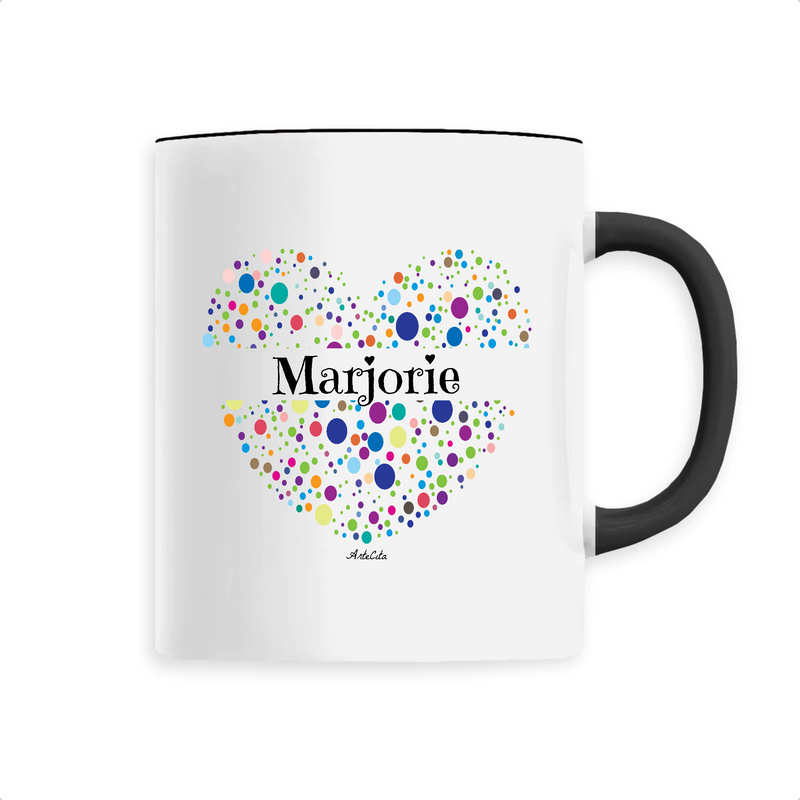 Cadeau anniversaire : Mug - Marjorie (Coeur) - 6 Coloris - Cadeau Unique & Tendre - Cadeau Personnalisable - Cadeaux-Positifs.com -Unique-Noir-