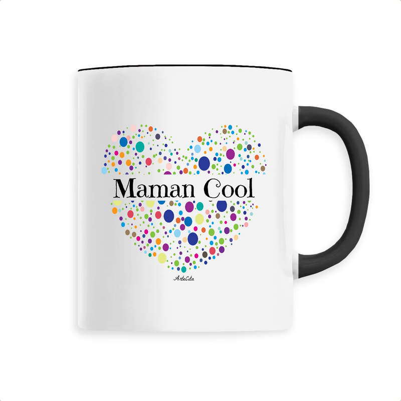 Cadeau anniversaire : Mug - Maman Cool (Coeur) - 6 Coloris - Cadeau Unique & Tendre - Cadeau Personnalisable - Cadeaux-Positifs.com -Unique-Noir-