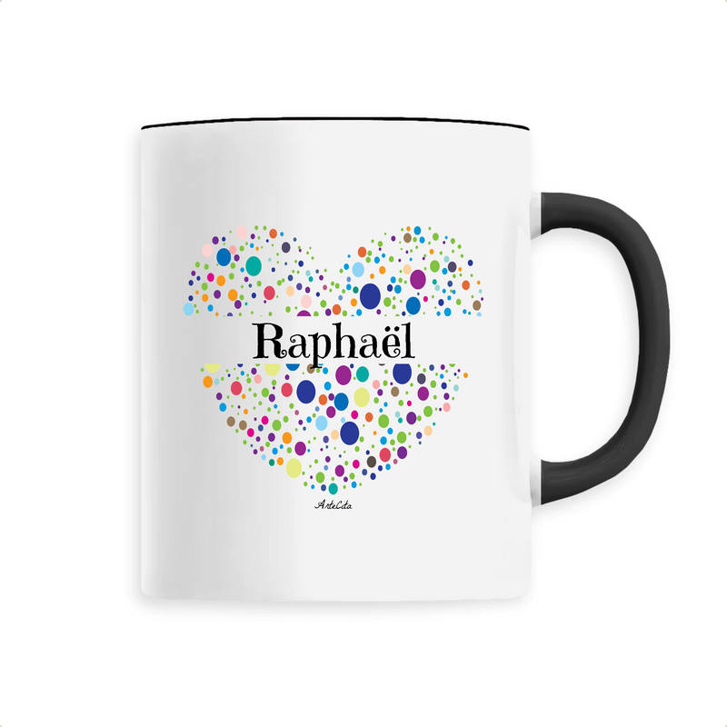 Cadeau anniversaire : Mug - Raphaël (Coeur) - 6 Coloris - Cadeau Unique & Tendre - Cadeau Personnalisable - Cadeaux-Positifs.com -Unique-Noir-