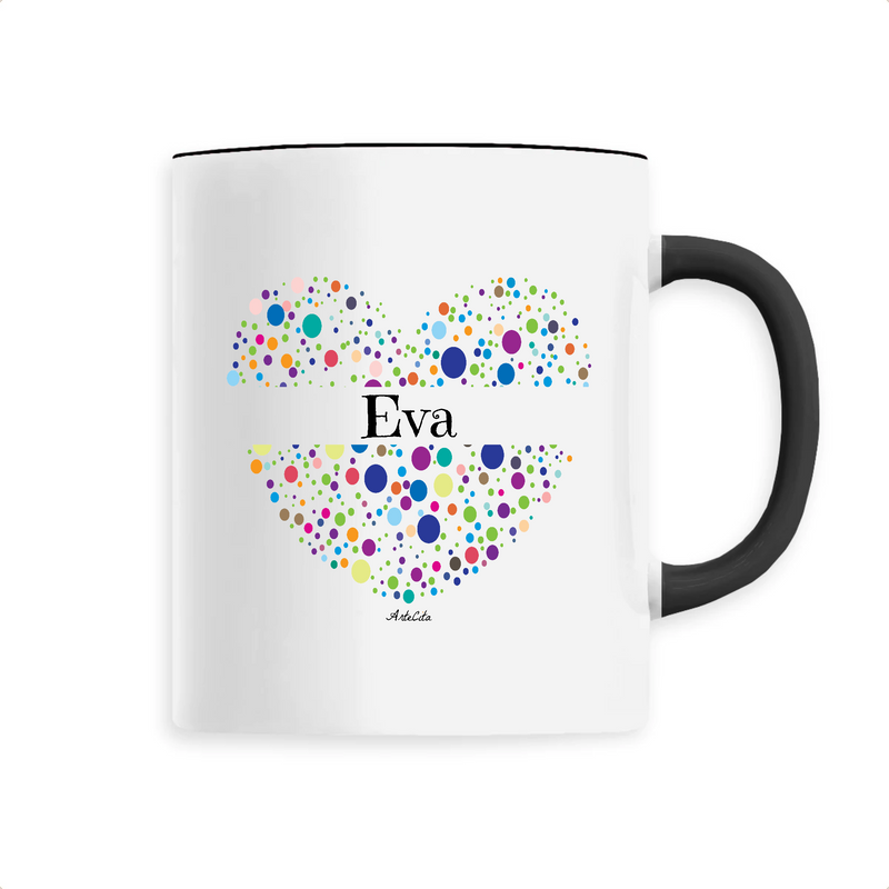Cadeau anniversaire : Mug - Eva (Coeur) - 6 Coloris - Cadeau Unique & Tendre - Cadeau Personnalisable - Cadeaux-Positifs.com -Unique-Noir-