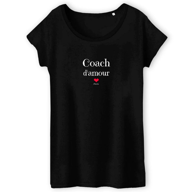 Cadeau anniversaire : T-Shirt - Coach d'amour - Coton Bio - 3 Coloris - Cadeau Original - Cadeau Personnalisable - Cadeaux-Positifs.com -XS-Noir-