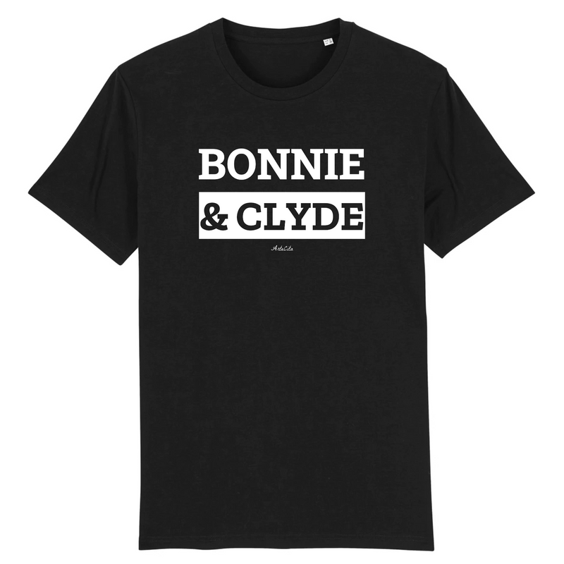 Cadeau anniversaire : T-Shirt Premium - Bonnie & Clyde - Coton Bio - 12 Coloris - Mythique - Cadeau Personnalisable - Cadeaux-Positifs.com -XS-Noir-