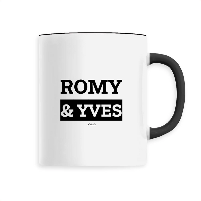 Cadeau anniversaire : Mug - Romy & Yves - 6 Coloris - Cadeau Original & Mythique - Cadeau Personnalisable - Cadeaux-Positifs.com -Unique-Noir-