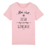 T-Shirt Enfant - Elsa est trop Géniale - Coton Bio - Cadeau Original - Cadeau Personnalisable - Cadeaux-Positifs.com -3-4 ans-Blanc-