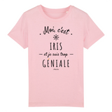 T-Shirt Enfant - Iris est trop Géniale - Coton Bio - Cadeau Original - Cadeau Personnalisable - Cadeaux-Positifs.com -3-4 ans-Blanc-