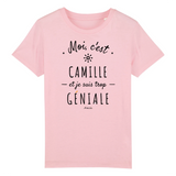 T-Shirt Enfant - Camille est trop Géniale - Coton Bio - Cadeau Original - Cadeau Personnalisable - Cadeaux-Positifs.com -3-4 ans-Blanc-