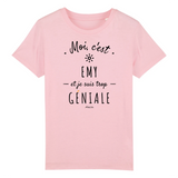 T-Shirt Enfant - Emy est trop Géniale - Coton Bio - Cadeau Original - Cadeau Personnalisable - Cadeaux-Positifs.com -3-4 ans-Blanc-