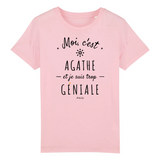 T-Shirt Enfant - Agathe est trop Géniale - Coton Bio - Cadeau Durable - Cadeau Personnalisable - Cadeaux-Positifs.com -3-4 ans-Blanc-