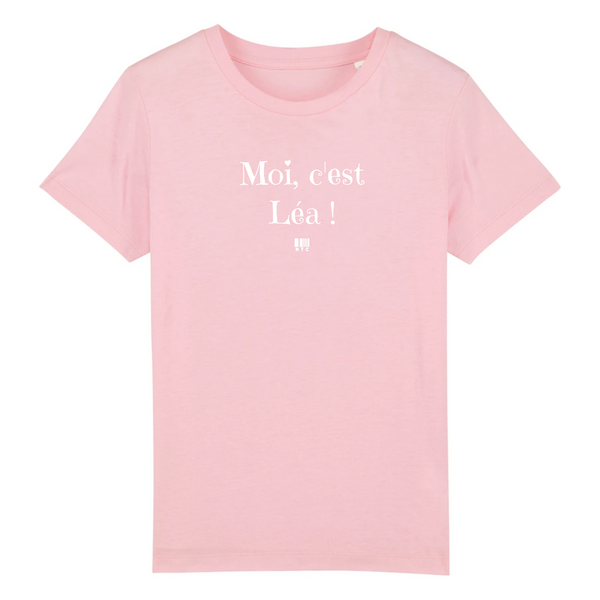 T-Shirt Enfant - Moi c'est Léa - Coton Bio - 5 Coloris - Cadeau Original - Cadeau Personnalisable - Cadeaux-Positifs.com -3-4 ans-Rose-