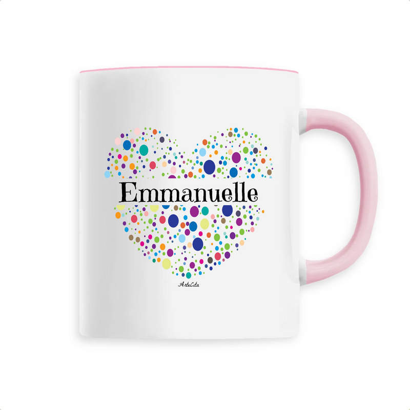 Cadeau anniversaire : Mug - Emmanuelle (Coeur) - 6 Coloris - Cadeau Unique & Tendre - Cadeau Personnalisable - Cadeaux-Positifs.com -Unique-Rose-