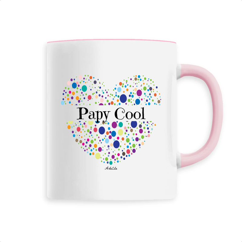 Cadeau anniversaire : Mug - Papy Cool (Coeur) - 6 Coloris - Cadeau Unique & Tendre - Cadeau Personnalisable - Cadeaux-Positifs.com -Unique-Rose-