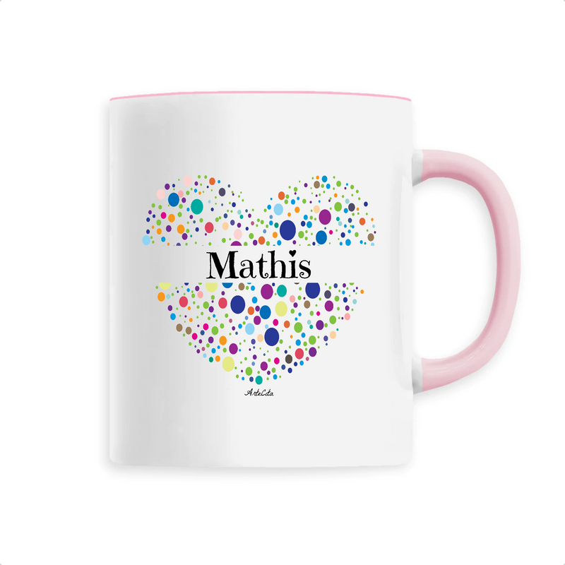 Cadeau anniversaire : Mug - Mathis (Coeur) - 6 Coloris - Cadeau Unique & Tendre - Cadeau Personnalisable - Cadeaux-Positifs.com -Unique-Rose-
