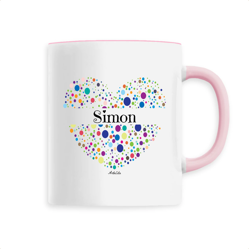 Cadeau anniversaire : Mug - Simon (Coeur) - 6 Coloris - Cadeau Unique & Tendre - Cadeau Personnalisable - Cadeaux-Positifs.com -Unique-Rose-