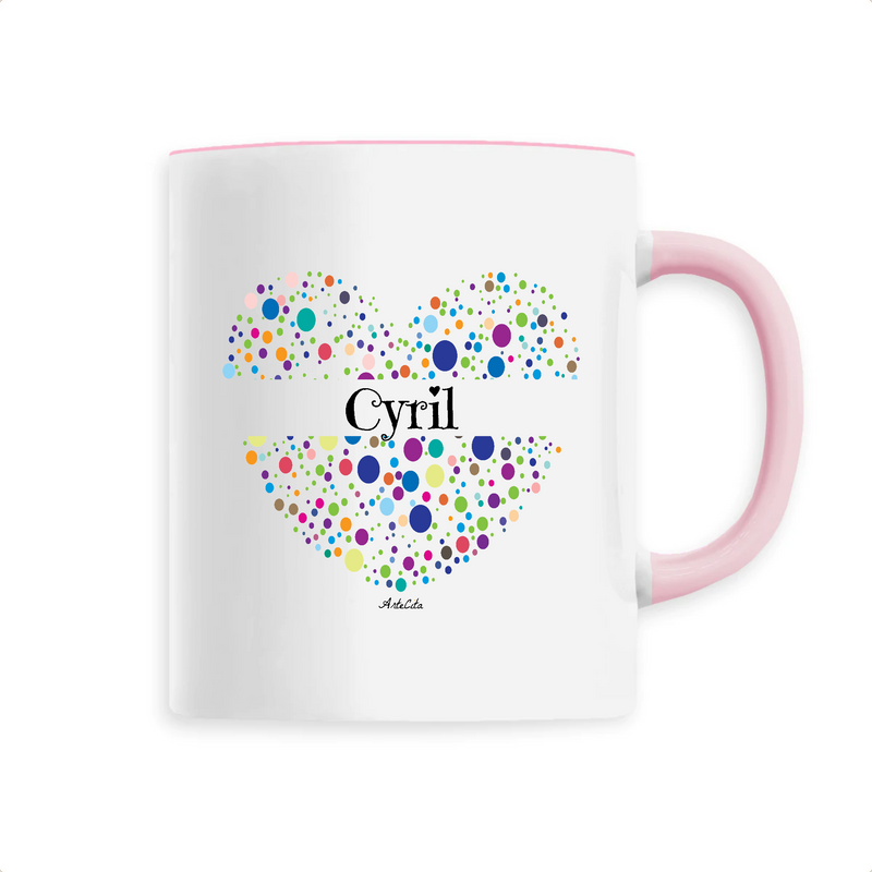 Cadeau anniversaire : Mug - Cyril (Coeur) - 6 Coloris - Cadeau Unique & Tendre - Cadeau Personnalisable - Cadeaux-Positifs.com -Unique-Rose-