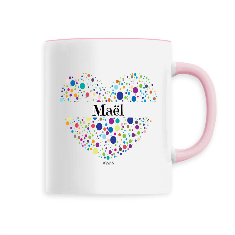 Cadeau anniversaire : Mug - Maël (Coeur) - 6 Coloris - Cadeau Unique & Tendre - Cadeau Personnalisable - Cadeaux-Positifs.com -Unique-Rose-
