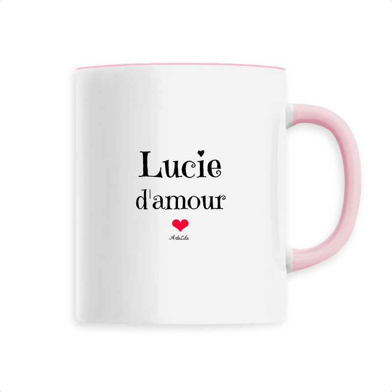 Cadeau anniversaire : Mug - Lucie d'amour - 6 Coloris - Cadeau Original & Tendre - Cadeau Personnalisable - Cadeaux-Positifs.com -Unique-Rose-