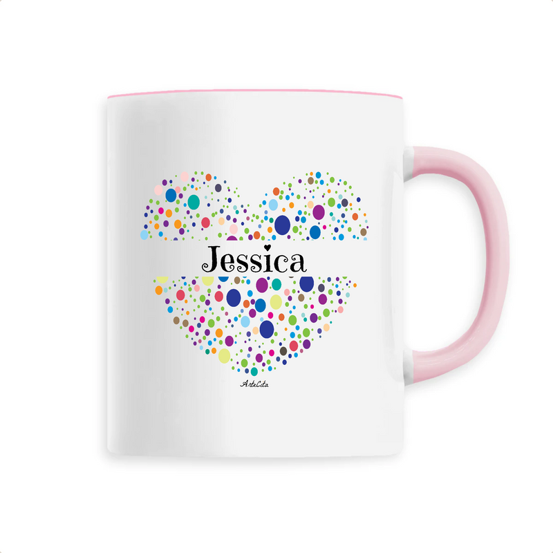 Cadeau anniversaire : Mug - Jessica (Coeur) - 6 Coloris - Cadeau Unique & Tendre - Cadeau Personnalisable - Cadeaux-Positifs.com -Unique-Rose-