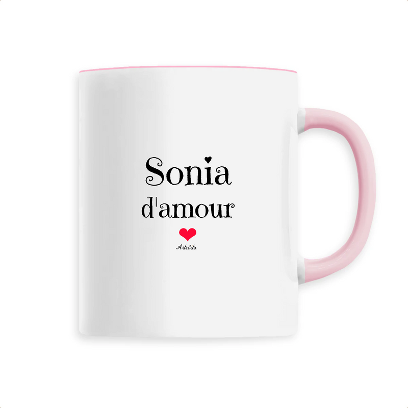 Cadeau anniversaire : Mug - Sonia d'amour - 6 Coloris - Cadeau Original & Tendre - Cadeau Personnalisable - Cadeaux-Positifs.com -Unique-Rose-