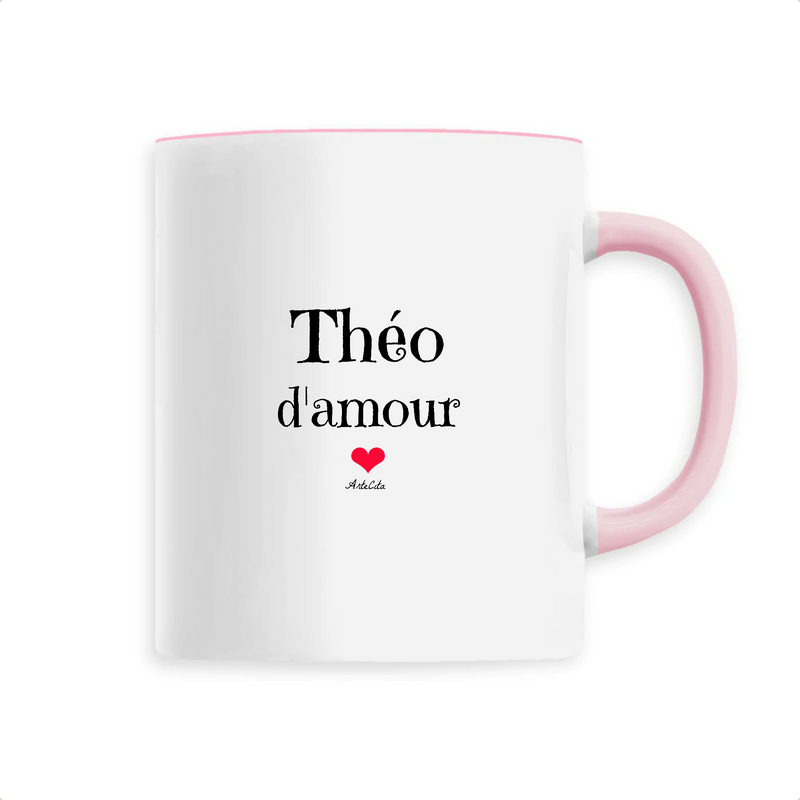 Cadeau anniversaire : Mug - Théo d'amour - 6 Coloris - Cadeau Original & Tendre - Cadeau Personnalisable - Cadeaux-Positifs.com -Unique-Rose-