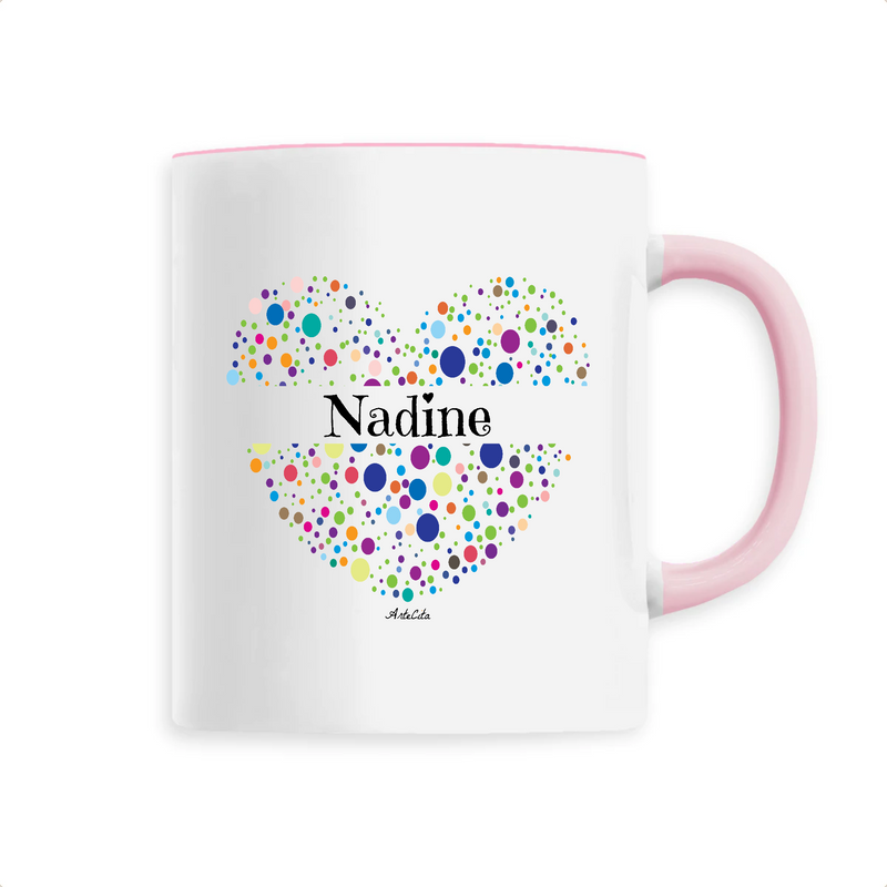 Cadeau anniversaire : Mug - Nadine (Coeur) - 6 Coloris - Cadeau Unique & Tendre - Cadeau Personnalisable - Cadeaux-Positifs.com -Unique-Rose-