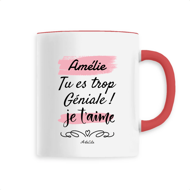 Cadeau anniversaire : Mug - Amélie je t'aime - 6 Coloris - Cadeau Tendre & Original - Cadeau Personnalisable - Cadeaux-Positifs.com -Unique-Rouge-