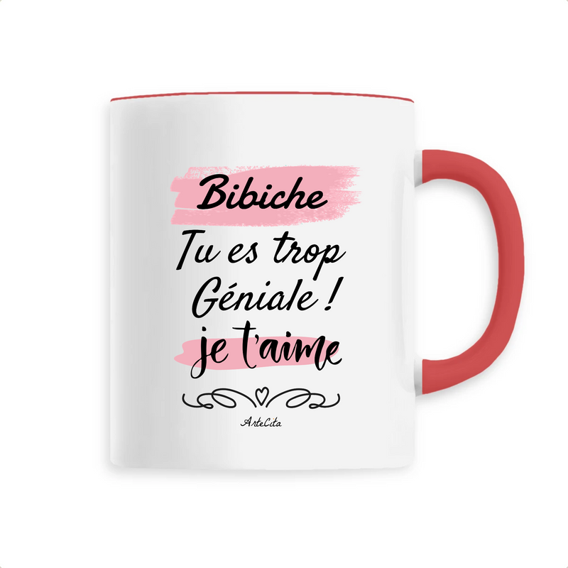Cadeau anniversaire : Mug - Bibiche je t'aime - 6 Coloris - Cadeau Tendre & Original - Cadeau Personnalisable - Cadeaux-Positifs.com -Unique-Rouge-