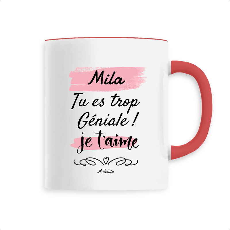 Cadeau anniversaire : Mug - Mila je t'aime - 6 Coloris - Cadeau Tendre & Original - Cadeau Personnalisable - Cadeaux-Positifs.com -Unique-Rouge-