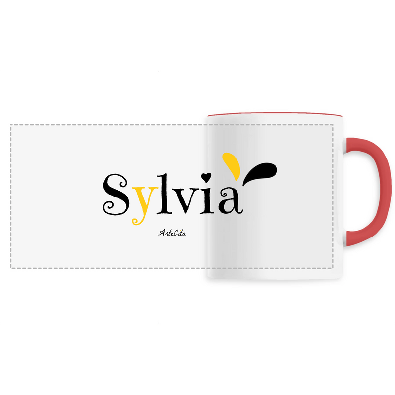 Cadeau anniversaire : Mug - Sylvia - 6 Coloris - Cadeau Original - Cadeau Personnalisable - Cadeaux-Positifs.com -Unique-Rouge-