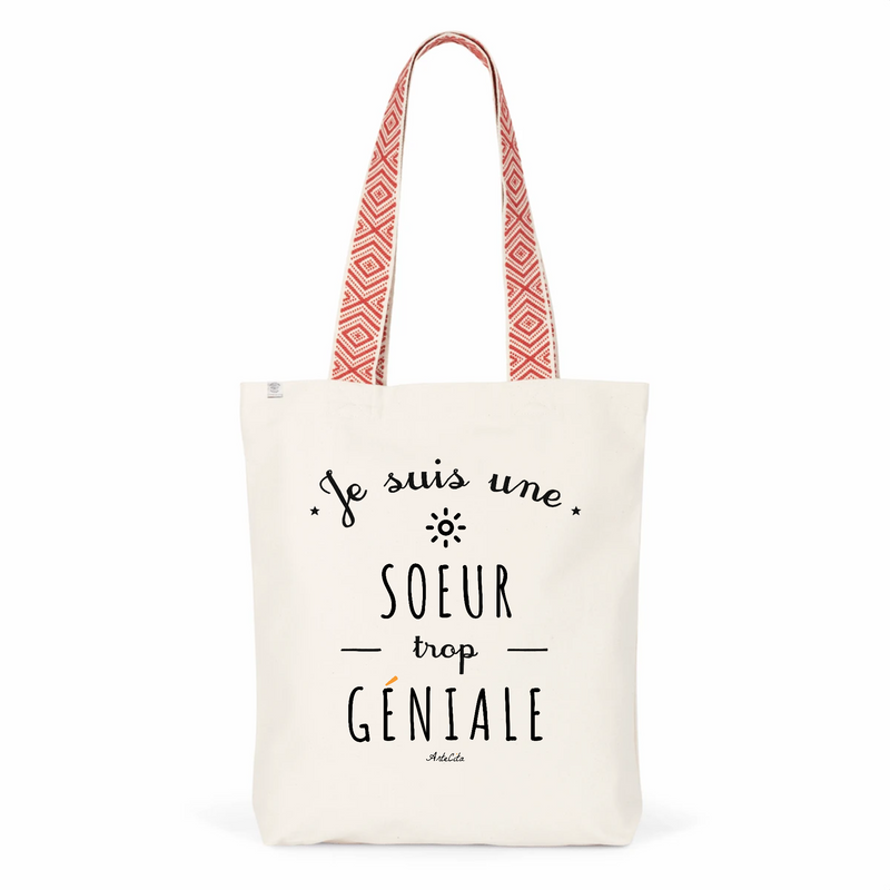 Cadeau anniversaire : Tote Bag Premium - Soeur trop Géniale - 2 Coloris - Cadeau Durable - Cadeau Personnalisable - Cadeaux-Positifs.com -Unique-Rouge-
