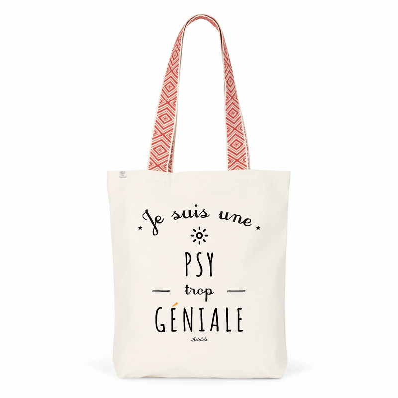 Cadeau anniversaire : Tote Bag Premium - Psy trop Géniale - 2 Coloris - Cadeau Durable - Cadeau Personnalisable - Cadeaux-Positifs.com -Unique-Rouge-