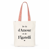 Tote Bag Premium - Amour et Figatelli - 2 Coloris - Cadeau Durable - Cadeau Personnalisable - Cadeaux-Positifs.com -Unique-Bleu-