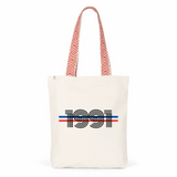 Tote Bag Premium - Année 1991 - 2 Coloris - Cadeau Durable - Cadeau Personnalisable - Cadeaux-Positifs.com -Unique-Bleu-