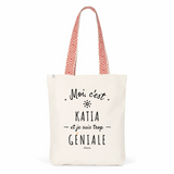 Tote Bag Premium - Katia est trop Géniale - 2 Coloris - Cadeau Durable - Cadeau Personnalisable - Cadeaux-Positifs.com -Unique-Bleu-
