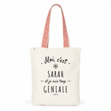 Tote Bag Premium - Sarah est trop Géniale - 2 Coloris - Cadeau Durable - Cadeau Personnalisable - Cadeaux-Positifs.com -Unique-Bleu-