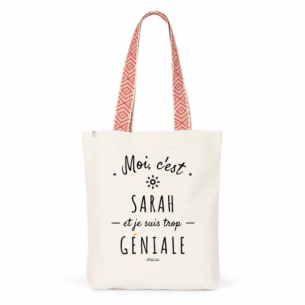 Tote Bag Premium - Sarah est trop Géniale - 2 Coloris - Cadeau Durable - Cadeau Personnalisable - Cadeaux-Positifs.com -Unique-Rouge-
