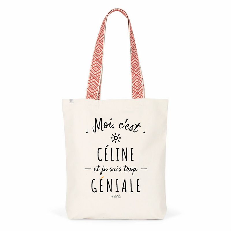 Cadeau anniversaire : Tote Bag Premium - Céline est trop Géniale - 2 Coloris - Cadeau Durable - Cadeau Personnalisable - Cadeaux-Positifs.com -Unique-Rouge-