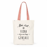 Tote Bag Premium - Flora est trop Géniale - 2 Coloris - Cadeau Durable - Cadeau Personnalisable - Cadeaux-Positifs.com -Unique-Bleu-