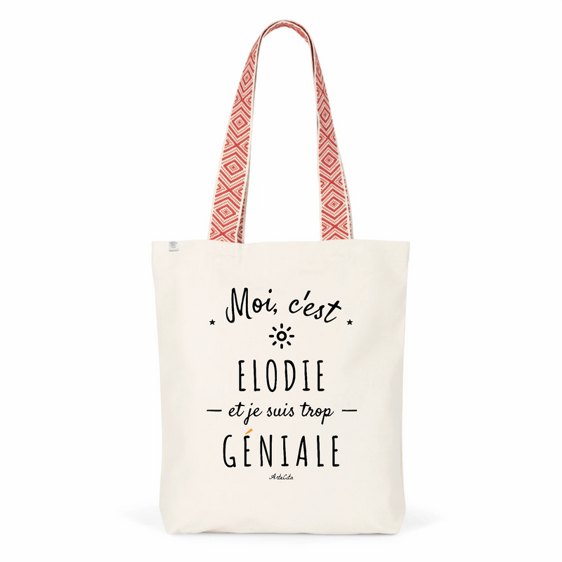 Cadeau anniversaire : Tote Bag Premium - Elodie est trop Géniale - 2 Coloris - Cadeau Durable - Cadeau Personnalisable - Cadeaux-Positifs.com -Unique-Rouge-