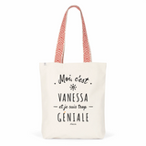 Tote Bag Premium - Vanessa est trop Géniale - 2 Coloris - Cadeau Durable - Cadeau Personnalisable - Cadeaux-Positifs.com -Unique-Bleu-