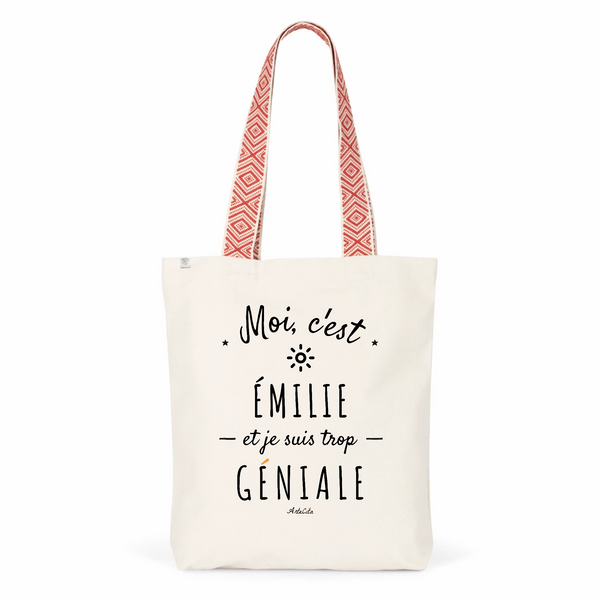 Tote Bag Premium - Émilie est trop Géniale - 2 Coloris - Cadeau Durable - Cadeau Personnalisable - Cadeaux-Positifs.com -Unique-Rouge-
