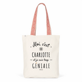 Tote Bag Premium - Charlotte est trop Géniale - 2 Coloris - Cadeau Durable - Cadeau Personnalisable - Cadeaux-Positifs.com -Unique-Bleu-