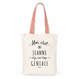 Tote Bag Premium - Jeanne est trop Géniale - 2 Coloris - Cadeau Durable - Cadeau Personnalisable - Cadeaux-Positifs.com -Unique-Bleu-