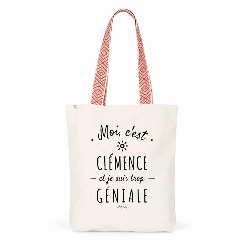 Cadeau anniversaire : Tote Bag Premium - Clémence est trop Géniale - 2 Coloris - Cadeau Durable - Cadeau Personnalisable - Cadeaux-Positifs.com -Unique-Rouge-
