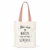 Tote Bag Premium - Maëlys est trop Géniale - 2 Coloris - Cadeau Durable - Cadeau Personnalisable - Cadeaux-Positifs.com -Unique-Bleu-
