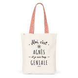 Tote Bag Premium - Agnès est trop Géniale - 2 Coloris - Cadeau Durable - Cadeau Personnalisable - Cadeaux-Positifs.com -Unique-Bleu-