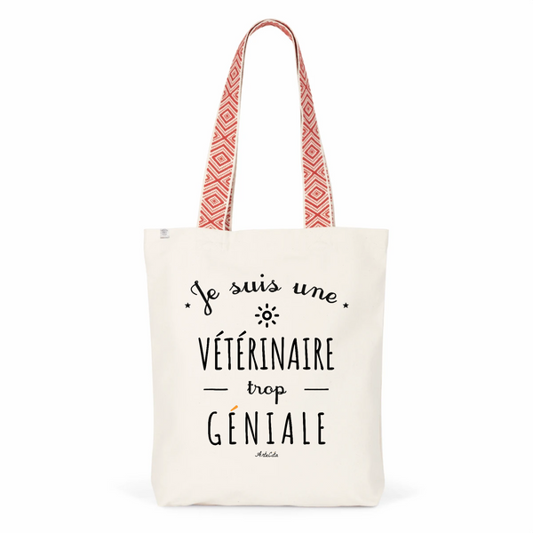 Tote Bag Premium - Vétérinaire trop Géniale - 2 Coloris - Cadeau Durable - Cadeau Personnalisable - Cadeaux-Positifs.com -Unique-Rouge-