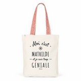 Tote Bag Premium - Mathilde est trop Géniale - 2 Coloris - Cadeau Durable - Cadeau Personnalisable - Cadeaux-Positifs.com -Unique-Bleu-
