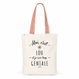 Tote Bag Premium - Lou est trop Géniale - 2 Coloris - Cadeau Durable - Cadeau Personnalisable - Cadeaux-Positifs.com -Unique-Bleu-