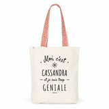 Tote Bag Premium - Cassandra est trop Géniale - 2 Coloris - Cadeau Durable - Cadeau Personnalisable - Cadeaux-Positifs.com -Unique-Bleu-